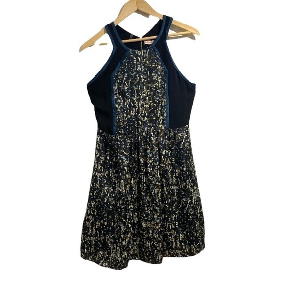 Rebecca Taylor dress abstract print‎ black & green size 6 exposed back zipper - Picture 1 of 5